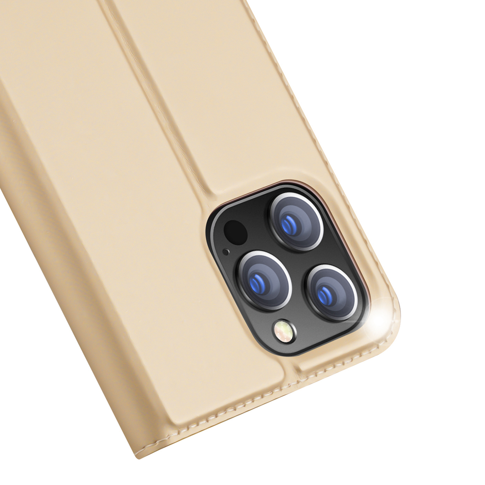 iTok webáruház - Dux Ducis Dux Ducis Skin Pro pénztárcás flip tok iPhone 14 Pro Max készülékhez, arany 3 Dux Ducis Skin Pro Holster Flip Cover for iPhone 14 Pro Max gold