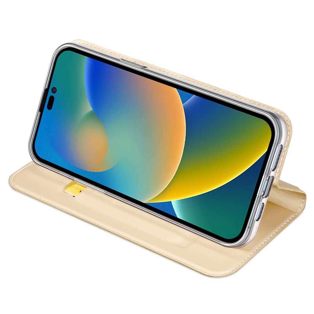 iTok webáruház - Dux Ducis Dux Ducis Skin Pro pénztárcás flip tok iPhone 14 Pro Max készülékhez, arany 4 Dux Ducis Skin Pro Holster Flip Cover for iPhone 14 Pro Max gold