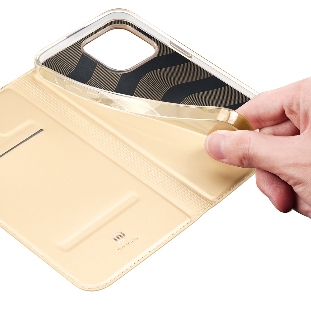 iTok webáruház - Dux Ducis Dux Ducis Skin Pro pénztárcás flip tok iPhone 14 Pro Max készülékhez, arany 7 Dux Ducis Skin Pro Holster Flip Cover for iPhone 14 Pro Max gold