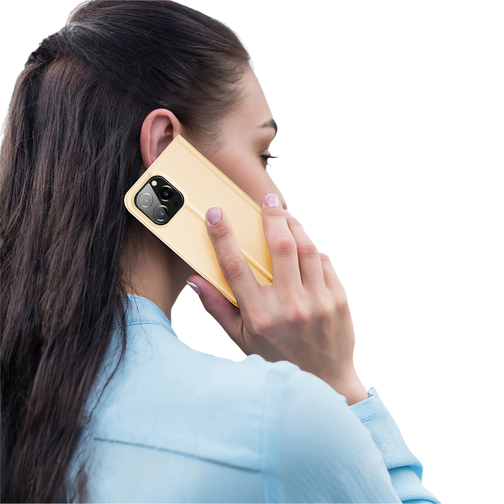 iTok webáruház - Dux Ducis Dux Ducis Skin Pro pénztárcás flip tok iPhone 14 Pro Max készülékhez, arany 8 Dux Ducis Skin Pro Holster Flip Cover for iPhone 14 Pro Max gold