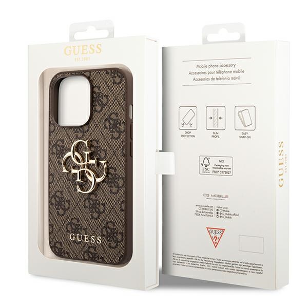 iTok webáruház - Guess Guess GUHCP14X4GMGBR iPhone 14 Pro Max 6,7" barna tok – 4G Big Metal Logo 8 Guess GUHCP14X4GMGBR iPhone 14 Pro Max 6,7" brązowy/brown hardcase 4G Big Metal Logo