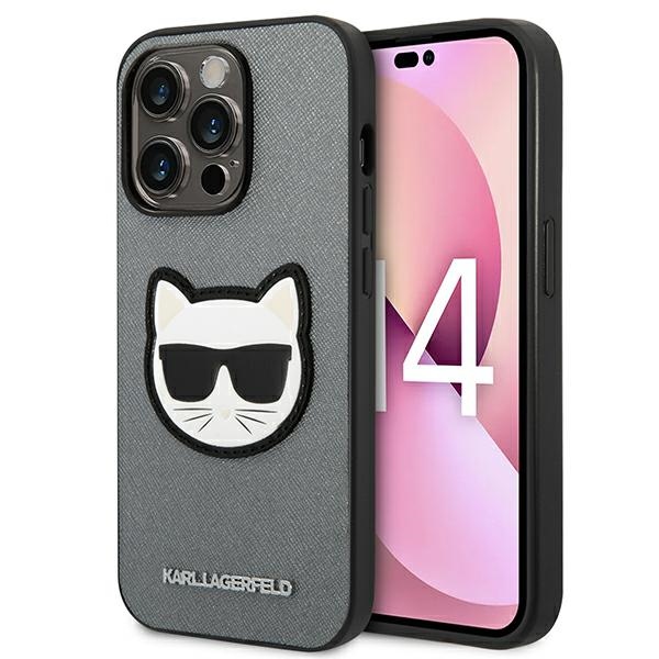 iTok webáruház - Karl Lagerfeld Karl Lagerfeld Saffiano Choupette Head Patch tok iPhone 14 Pro Max készülékhez (ezüst) 1 Karl Lagerfeld Saffiano Choupette Head Patch case for iPhone 14 Pro Max (ezüst)