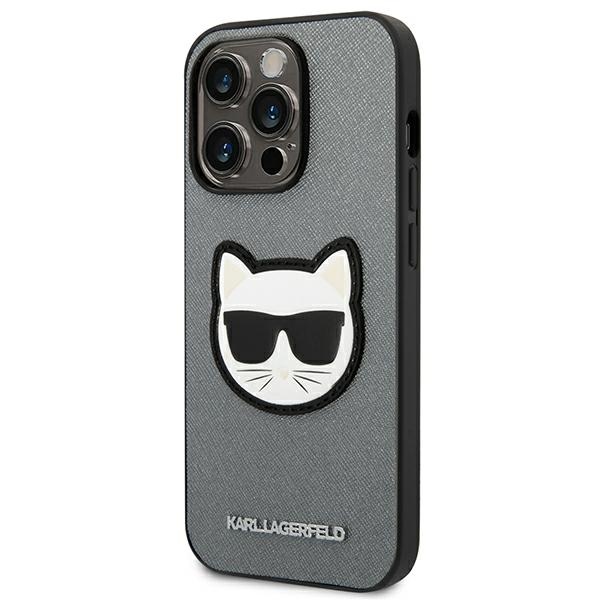 iTok webáruház - Karl Lagerfeld Karl Lagerfeld Saffiano Choupette Head Patch tok iPhone 14 Pro Max készülékhez (ezüst) 2 Karl Lagerfeld Saffiano Choupette Head Patch case for iPhone 14 Pro Max (ezüst)