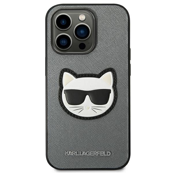 iTok webáruház - Karl Lagerfeld Karl Lagerfeld Saffiano Choupette Head Patch tok iPhone 14 Pro Max készülékhez (ezüst) 3 Karl Lagerfeld Saffiano Choupette Head Patch case for iPhone 14 Pro Max (ezüst)