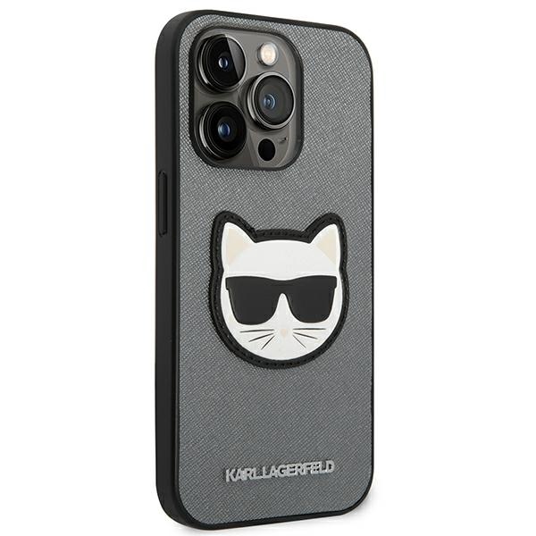 iTok webáruház - Karl Lagerfeld Karl Lagerfeld Saffiano Choupette Head Patch tok iPhone 14 Pro Max készülékhez (ezüst) 4 Karl Lagerfeld Saffiano Choupette Head Patch case for iPhone 14 Pro Max (ezüst)