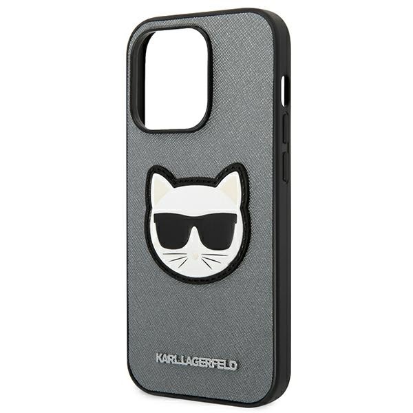iTok webáruház - Karl Lagerfeld Karl Lagerfeld Saffiano Choupette Head Patch tok iPhone 14 Pro Max készülékhez (ezüst) 6 Karl Lagerfeld Saffiano Choupette Head Patch case for iPhone 14 Pro Max (ezüst)