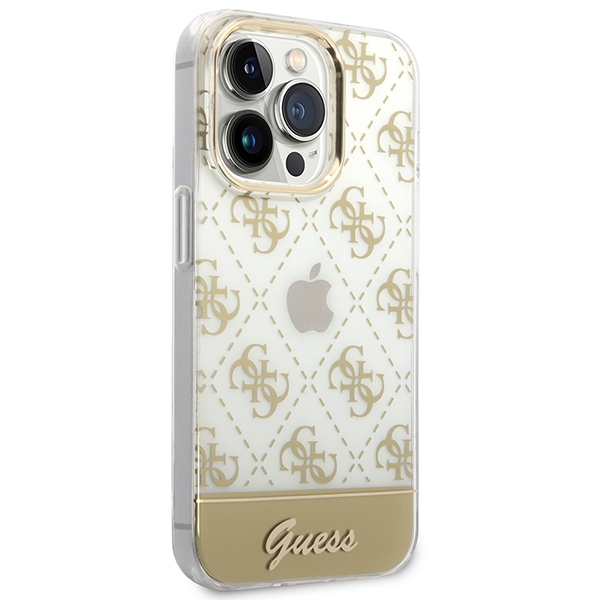 iTok webáruház - Guess Guess GUHCP14XHG4MHG 4G Pattern Script tok iPhone 14 Pro Max készülékhez – arany 4 Guess GUHCP14XHG4MHG iPhone 14 Pro Max 6.7 "gold / gold hardcase 4G Pattern Script