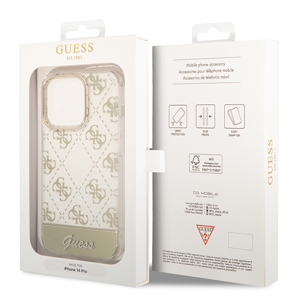 iTok webáruház - Guess Guess GUHCP14XHG4MHG 4G Pattern Script tok iPhone 14 Pro Max készülékhez – arany 8 Guess GUHCP14XHG4MHG iPhone 14 Pro Max 6.7 "gold / gold hardcase 4G Pattern Script
