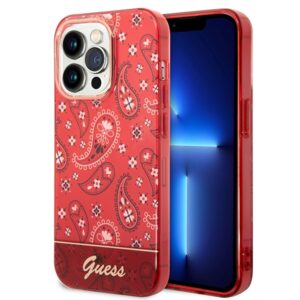 Guess GUHCP14XHGBNHR Bandana Paisley kemény tok iPhone 14 Pro Max készülékhez, piros