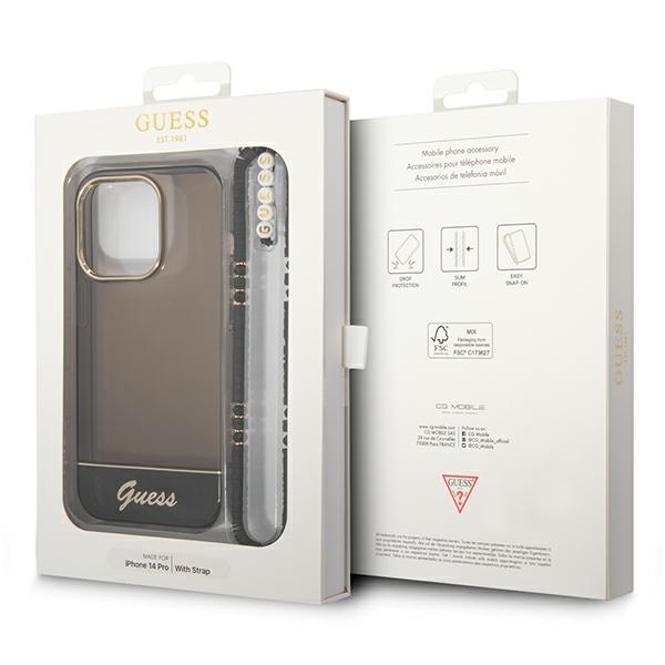 iTok webáruház - Guess Guess GUHCP14XHGCOHK iPhone 14 Pro Max tok Translucent Pearl Strap – fekete 7 Guess GUHCP14XHGCOHK iPhone 14 Pro Max 6,7 "black / black hardcase Translucent Pearl Strap