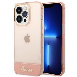 Guess Translucent tok iPhone 14 Pro Max 6,7″ készülékhez (rózsaszín)