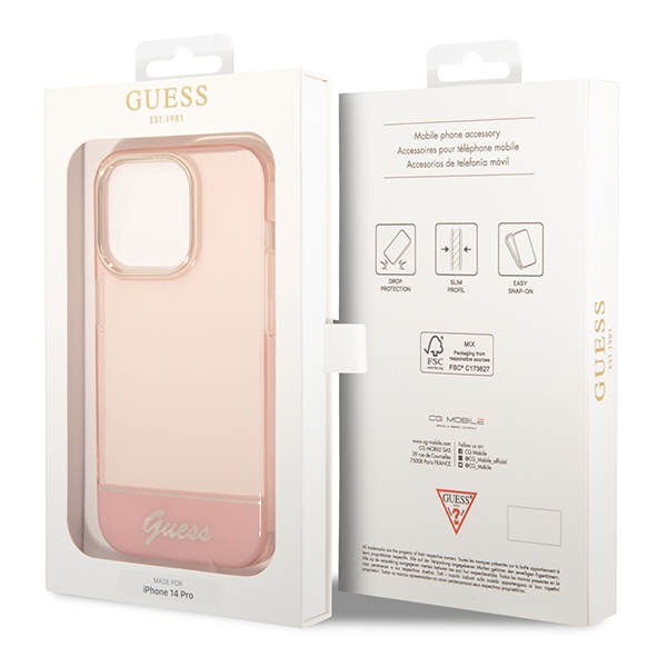 iTok webáruház - Guess Guess Translucent tok iPhone 14 Pro Max 6,7" készülékhez (rózsaszín) 8 Guess Translucent iPhone 14 Pro Max 6.7" Case (rózsaszín)