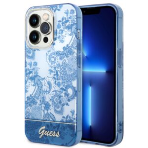 Guess GUHCP14XHGPLHB Porcelain Collection tok iPhone 14 Pro Max készülékhez, kék