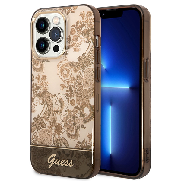 iTok webáruház - Guess Guess GUHCP14XHGPLHC iPhone 14 Pro Max 6,7" tok, okker – Porcelain Collection 1 Guess GUHCP14XHGPLHC iPhone 14 Pro Max 6.7" ocher hardcase Porcelain Collection