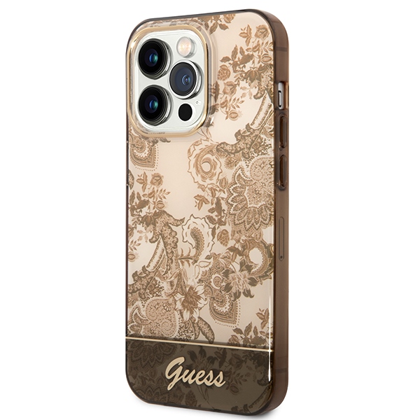 iTok webáruház - Guess Guess GUHCP14XHGPLHC iPhone 14 Pro Max 6,7" tok, okker – Porcelain Collection 2 Guess GUHCP14XHGPLHC iPhone 14 Pro Max 6.7" ocher hardcase Porcelain Collection
