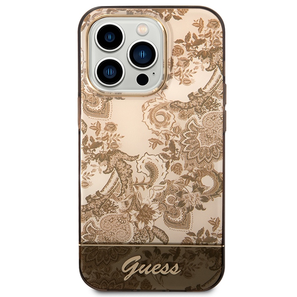 iTok webáruház - Guess Guess GUHCP14XHGPLHC iPhone 14 Pro Max 6,7" tok, okker – Porcelain Collection 3 Guess GUHCP14XHGPLHC iPhone 14 Pro Max 6.7" ocher hardcase Porcelain Collection