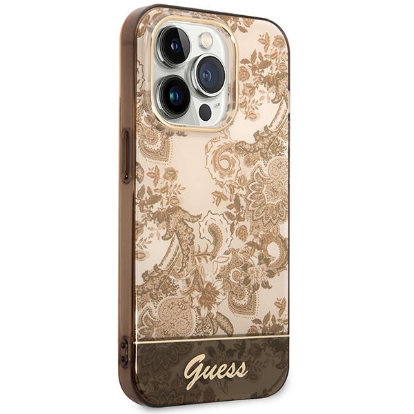 iTok webáruház - Guess Guess GUHCP14XHGPLHC iPhone 14 Pro Max 6,7" tok, okker – Porcelain Collection 4 Guess GUHCP14XHGPLHC iPhone 14 Pro Max 6.7" ocher hardcase Porcelain Collection