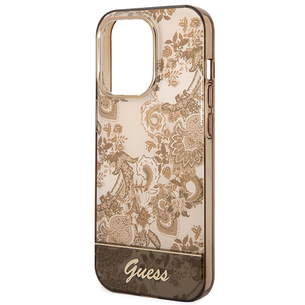 iTok webáruház - Guess Guess GUHCP14XHGPLHC iPhone 14 Pro Max 6,7" tok, okker – Porcelain Collection 6 Guess GUHCP14XHGPLHC iPhone 14 Pro Max 6.7" ocher hardcase Porcelain Collection