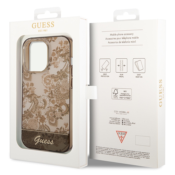 iTok webáruház - Guess Guess GUHCP14XHGPLHC iPhone 14 Pro Max 6,7" tok, okker – Porcelain Collection 8 Guess GUHCP14XHGPLHC iPhone 14 Pro Max 6.7" ocher hardcase Porcelain Collection