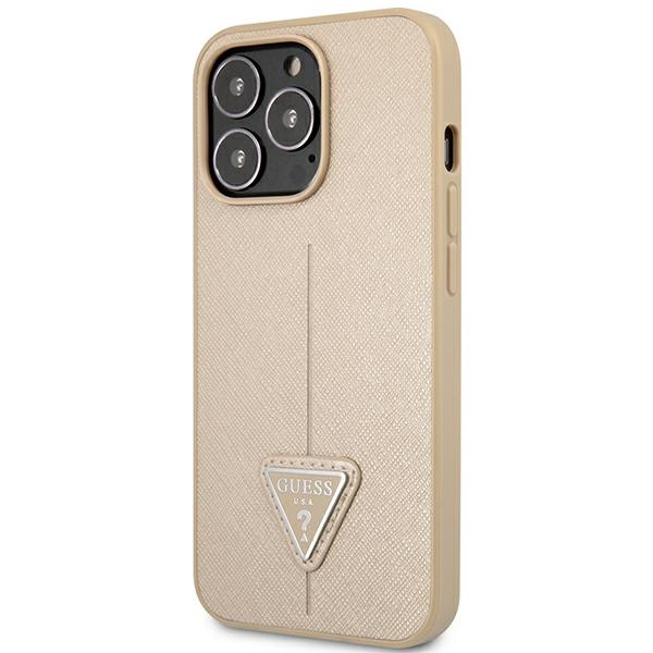 iTok webáruház - Guess Guess GUHCP14XPSATLE SaffianoTriangle Logo tok iPhone 14 Pro Max készülékhez – bézs 2 Guess GUHCP14XPSATLE iPhone 14 Pro Max 6,7 "beige / beige hardcase SaffianoTriangle Logo