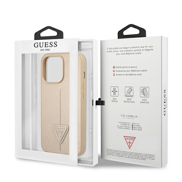 iTok webáruház - Guess Guess GUHCP14XPSATLE SaffianoTriangle Logo tok iPhone 14 Pro Max készülékhez – bézs 8 Guess GUHCP14XPSATLE iPhone 14 Pro Max 6,7 "beige / beige hardcase SaffianoTriangle Logo