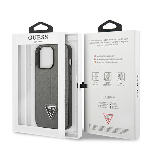 iTok webáruház - Guess Guess GUHCP14XPSATLG SaffianoTriangle Logo kemény tok iPhone 14 Pro Max készülékhez – ezüst 8 Guess GUHCP14XPSATLG iPhone 14 Pro Max 6.7 "silver / silver hardcase SaffianoTriangle Logo