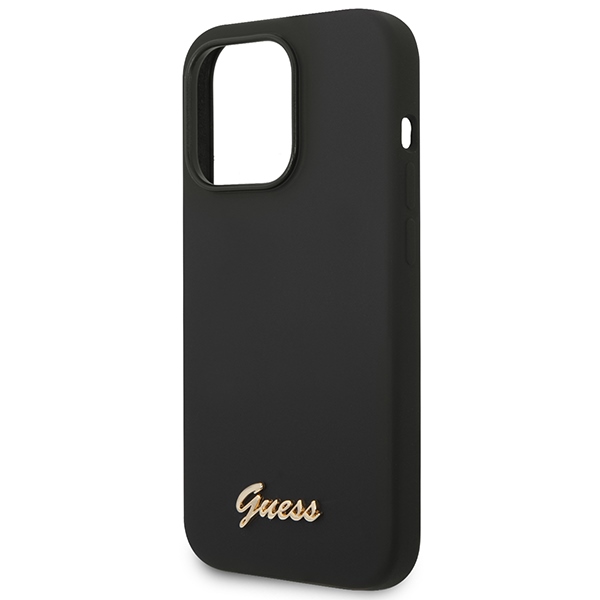 iTok webáruház - Guess Guess GUHCP14XSLSMK szilikon tok iPhone 14 Pro Max készülékhez, fekete 6 Guess GUHCP14XSLSMK iPhone 14 Pro Max 6.7" black/black hard case Silicone Vintage Gold Logo