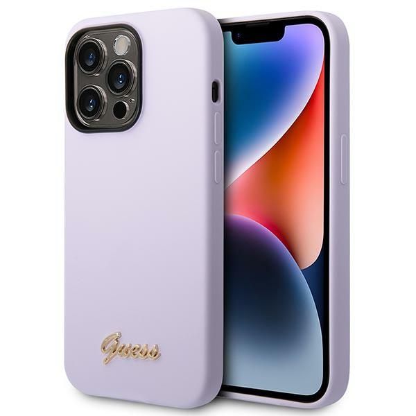 iTok webáruház - Guess Guess GUHCP14XSLSMU szilikon tok iPhone 14 Pro Max készülékhez, lila 1 Guess GUHCP14XSLSMU iPhone 14 Pro Max 6.7" purple/purple hard case Silicone Vintage Gold Logo