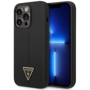 Guess GUHCP14XSLTGK Silicone Triangle tok iPhone 14 Pro Max készülékhez – fekete