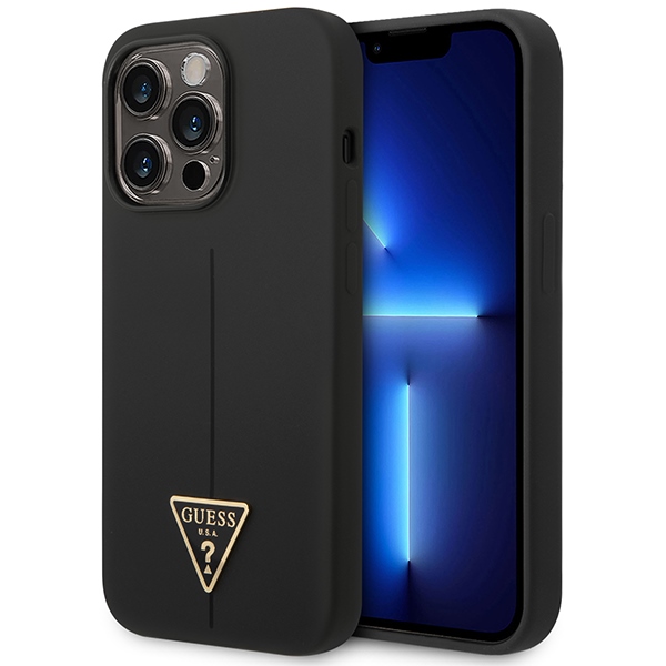 iTok webáruház - Guess Guess GUHCP14XSLTGK Silicone Triangle tok iPhone 14 Pro Max készülékhez – fekete 1 Guess GUHCP14XSLTGK iPhone 14 Pro Max 6.7" black/black hardcase Silicone Triangle