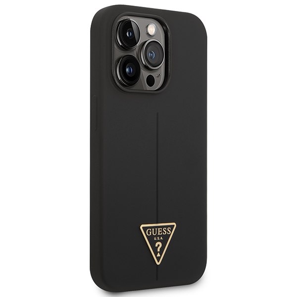 iTok webáruház - Guess Guess GUHCP14XSLTGK Silicone Triangle tok iPhone 14 Pro Max készülékhez – fekete 4 Guess GUHCP14XSLTGK iPhone 14 Pro Max 6.7" black/black hardcase Silicone Triangle