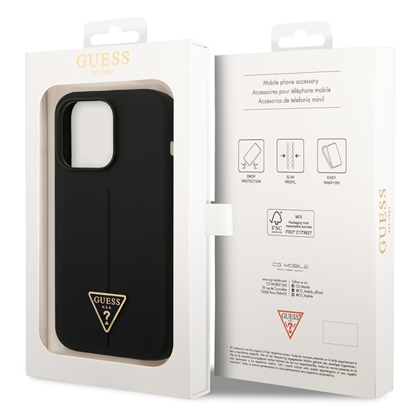 iTok webáruház - Guess Guess GUHCP14XSLTGK Silicone Triangle tok iPhone 14 Pro Max készülékhez – fekete 8 Guess GUHCP14XSLTGK iPhone 14 Pro Max 6.7" black/black hardcase Silicone Triangle