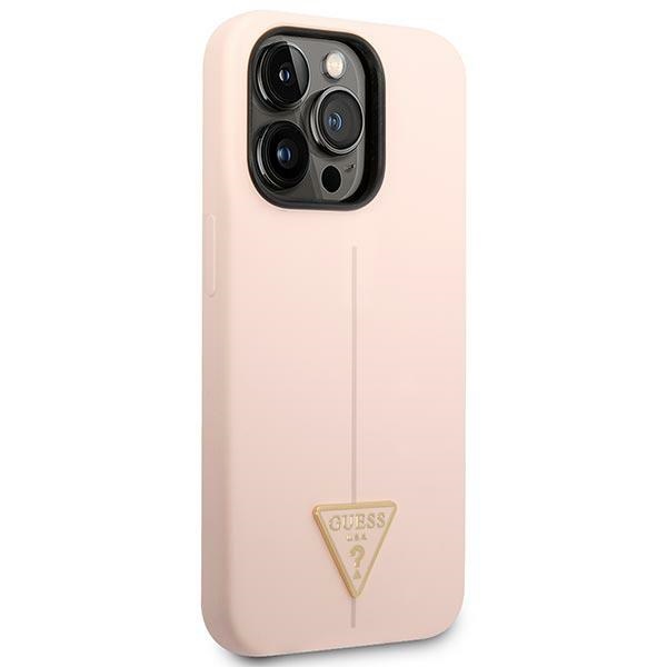 iTok webáruház - Guess Guess GUHCP14XSLTGP iPhone 14 Pro Max tok – rózsaszín 4 Guess GUHCP14XSLTGP iPhone 14 Pro Max 6.7" pink/pink hardcase Silicone Triangle