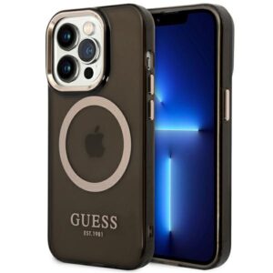 Guess GUHMP14XHTCMK iPhone 14 Pro Max tok Gold Outline Translucent MagSafe
