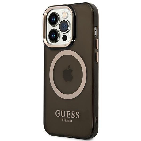iTok webáruház - Guess Guess GUHMP14XHTCMK iPhone 14 Pro Max tok Gold Outline Translucent MagSafe 2 Guess GUHMP14XHTCMK iPhone 14 Pro Max 6.7" black/black hard case Gold Outline Translucent MagSafe