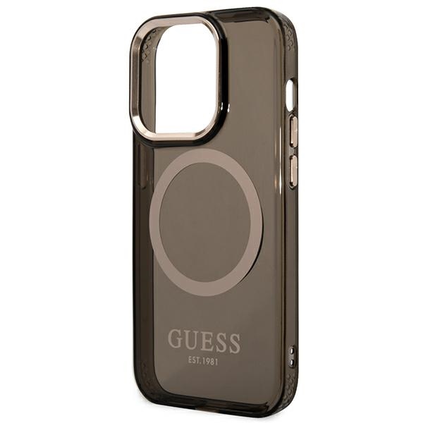 iTok webáruház - Guess Guess GUHMP14XHTCMK iPhone 14 Pro Max tok Gold Outline Translucent MagSafe 6 Guess GUHMP14XHTCMK iPhone 14 Pro Max 6.7" black/black hard case Gold Outline Translucent MagSafe