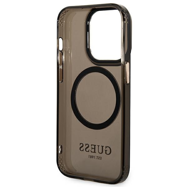 iTok webáruház - Guess Guess GUHMP14XHTCMK iPhone 14 Pro Max tok Gold Outline Translucent MagSafe 7 Guess GUHMP14XHTCMK iPhone 14 Pro Max 6.7" black/black hard case Gold Outline Translucent MagSafe