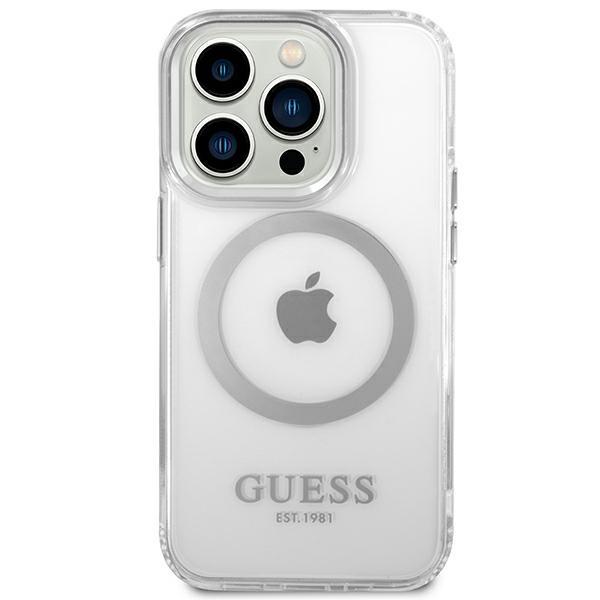 iTok webáruház - Guess Guess GUHMP14XHTRMS Metal Outline MagSafe tok iPhone 14 Pro Max készülékhez, ezüst/átlátszó 3 Guess GUHMP14XHTRMS iPhone 14 Pro Max 6.7" silver/silver hard case Metal Outline Magsafe