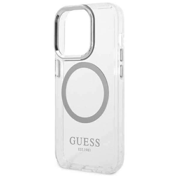 iTok webáruház - Guess Guess GUHMP14XHTRMS Metal Outline MagSafe tok iPhone 14 Pro Max készülékhez, ezüst/átlátszó 6 Guess GUHMP14XHTRMS iPhone 14 Pro Max 6.7" silver/silver hard case Metal Outline Magsafe