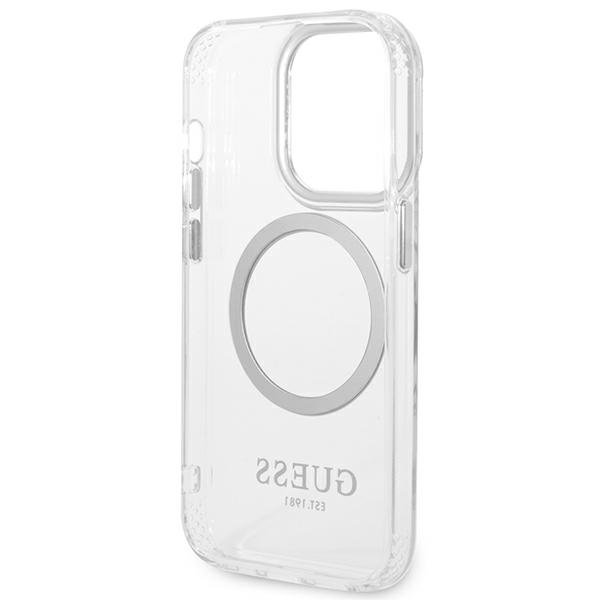 iTok webáruház - Guess Guess GUHMP14XHTRMS Metal Outline MagSafe tok iPhone 14 Pro Max készülékhez, ezüst/átlátszó 7 Guess GUHMP14XHTRMS iPhone 14 Pro Max 6.7" silver/silver hard case Metal Outline Magsafe