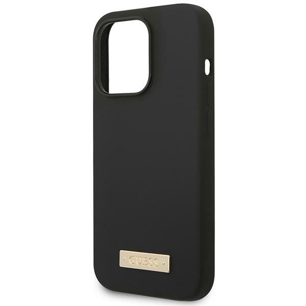 iTok webáruház - Guess Guess GUHMP14XSBPLK szilikon tok iPhone 14 Pro Max 6,7 hüvelykes készülékhez – fekete 6 Guess GUHMP14XSBPLK iPhone 14 Pro Max 6.7" black/black hard case Silicone Logo Plate MagSafe