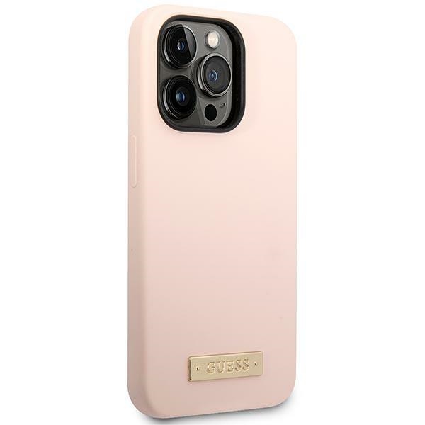 iTok webáruház - Guess Guess GUHMP14XSBPLP szilikon tok iPhone 14 Pro Max 6.7" készülékhez – rózsaszín 4 Guess GUHMP14XSBPLP iPhone 14 Pro Max 6.7" pink/pink hard case Silicone Logo Plate MagSafe