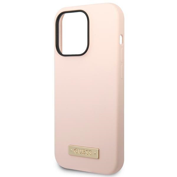 iTok webáruház - Guess Guess GUHMP14XSBPLP szilikon tok iPhone 14 Pro Max 6.7" készülékhez – rózsaszín 6 Guess GUHMP14XSBPLP iPhone 14 Pro Max 6.7" pink/pink hard case Silicone Logo Plate MagSafe