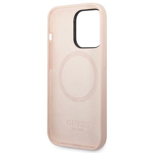 iTok webáruház - Guess Guess GUHMP14XSBPLP szilikon tok iPhone 14 Pro Max 6.7" készülékhez – rózsaszín 7 Guess GUHMP14XSBPLP iPhone 14 Pro Max 6.7" pink/pink hard case Silicone Logo Plate MagSafe
