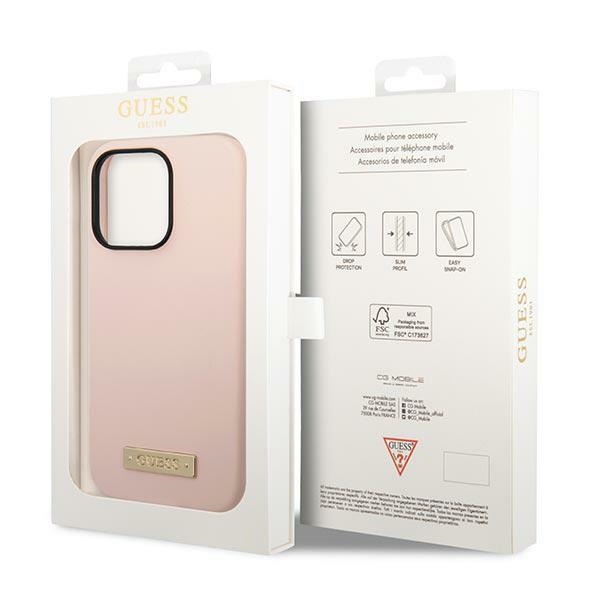 iTok webáruház - Guess Guess GUHMP14XSBPLP szilikon tok iPhone 14 Pro Max 6.7" készülékhez – rózsaszín 8 Guess GUHMP14XSBPLP iPhone 14 Pro Max 6.7" pink/pink hard case Silicone Logo Plate MagSafe
