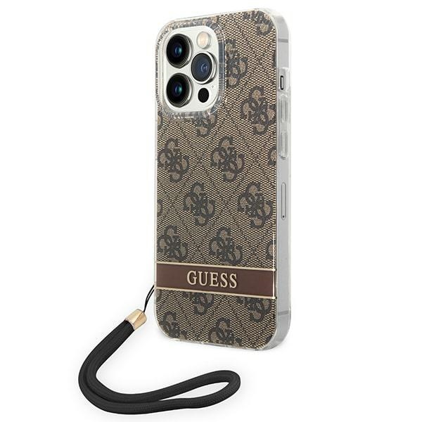 iTok webáruház - Guess Guess GUOHCP14XH4STW iPhone 14 Pro Max 6,7 hüvelykes barna tok – 4G Print Strap 1 Guess GUOHCP14XH4STW iPhone 14 Pro Max 6.7 "brown / brown hardcase 4G Print Strap
