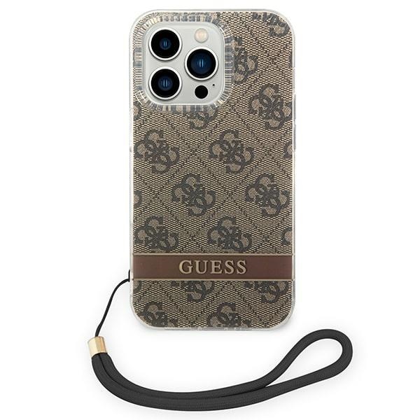 iTok webáruház - Guess Guess GUOHCP14XH4STW iPhone 14 Pro Max 6,7 hüvelykes barna tok – 4G Print Strap 2 Guess GUOHCP14XH4STW iPhone 14 Pro Max 6.7 "brown / brown hardcase 4G Print Strap
