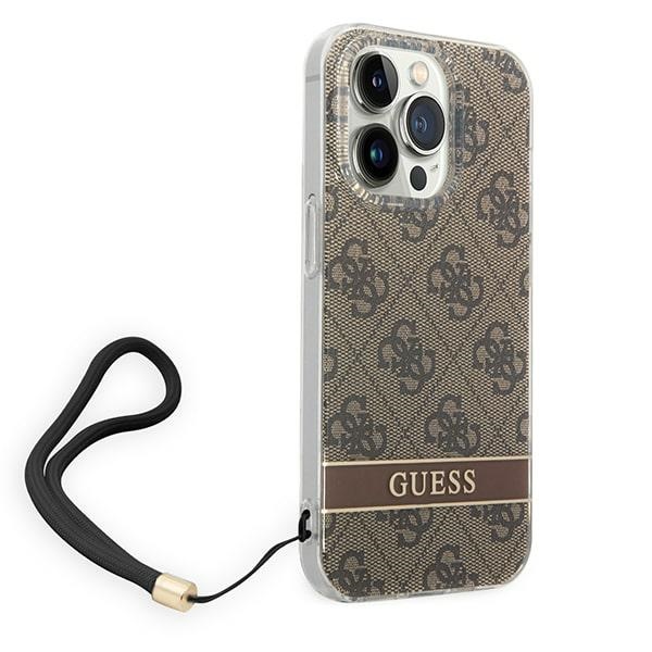 iTok webáruház - Guess Guess GUOHCP14XH4STW iPhone 14 Pro Max 6,7 hüvelykes barna tok – 4G Print Strap 3 Guess GUOHCP14XH4STW iPhone 14 Pro Max 6.7 "brown / brown hardcase 4G Print Strap