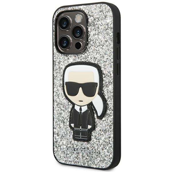 iTok webáruház - Karl Lagerfeld Karl Lagerfeld KLHCP14XGFKPG Glitter Flakes Ikonik kemény tok iPhone 14 Pro Max készülékhez – ezüst 2 Karl Lagerfeld KLHCP14XGFKPG iPhone 14 Pro Max 6.7 "hardcase silver / silver Glitter Flakes Ikonik