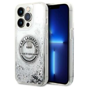 Karl Lagerfeld KLHCP14XLCRSGRS Liquid Glitter RSG tok iPhone 14 Pro Max készülékhez – ezüst